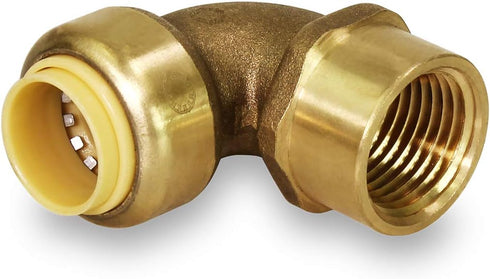Everflow Supplies Pushlock UPF1 1 Inch Long Push x Female Elbow for Push-Fit Fittings, No Lead DZR Forged Brass, Connects PEX, CPVC, and Copper, P...