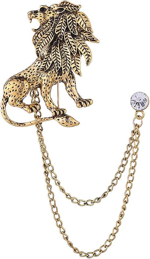 Vintage Animal Tassel Chain Pin Brooch for Men Women,Punk Buck Suit Tie Lapel Pin,Deer Ram Owl Rhinestone Collar Chain Pin for Boyfriend Gifts...