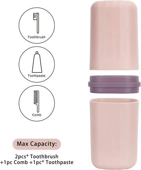 Travel Toothbrush Case,2pcs Travel Toothbrush Cup Holder Toothpaste Storage Containers, Portable Toothbrush Case for Travel Camping Business Schoo...