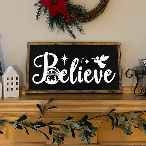 Nativity Christmas Stencil Christian Jesus Stencils for Painting on Wood for Unto Us/Holy Night/Believe/Blessed Templates for Wood Sign Canvas Wal...