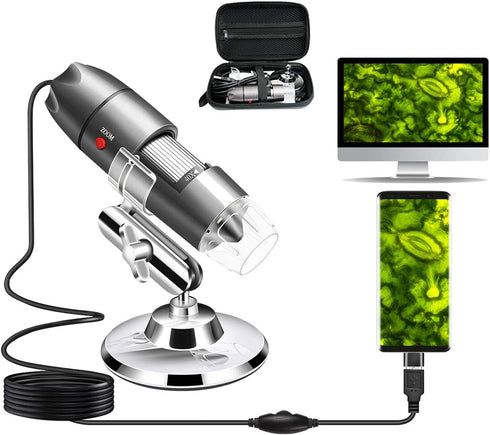 USB Microscope Camera 40X to 1000X, Cainda Digital Microscope with Metal Stand & Carrying Case, Compatible with Android Windows Linux Mac, Portabl...
