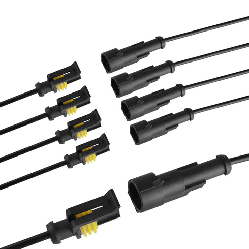 MUYI 5 Ktis 16AWG Waterproof Electrical Connectors Kit 1.5mm Series Terminal and Rubber Seal with 10cm Wire Weatherpack Connectors (1 Pin)...