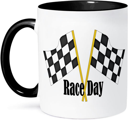 3dRose mug_210741_4 Car Race Start Your Engine Sign Mug, Black, 11 oz...