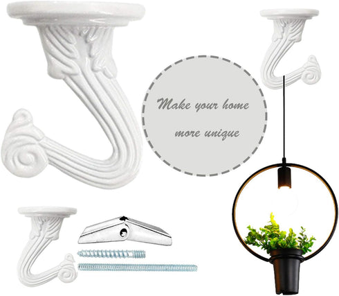GoodtoU 10 Sets Ceiling Hooks Heavy Duty Swag Hook with Hardware for Hanging Plants Ceiling Installation Cavity Wall Fixing White...