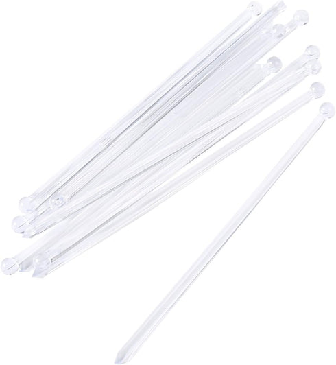 Gmark 6 Inch Plastic Round Top Swizzle Sticks 100 ct Clear, Ball Head Stirrer 100 Pack GM1003D...