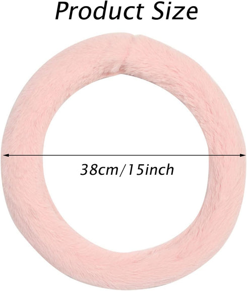 Fluffy Car Steering Wheel Cover for Women,JXJKMMN Winter Volkswagen Elasticity Fashionable Faux Wool Warm Fuzzy Steering Wheel Cover Universal Fit...