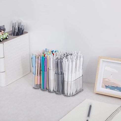 Yesesion Clear Pen Holder for Desk, Plastic Pencil Cup with 5 Compartment for Marker, Ballpoint Pens, Art & School Accessories, Stationery, Crayon...