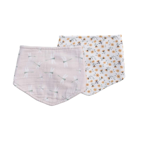 lulujo Soft Cotton Baby Bib, 2 Pack, Vintage Floral/Dragonfly...