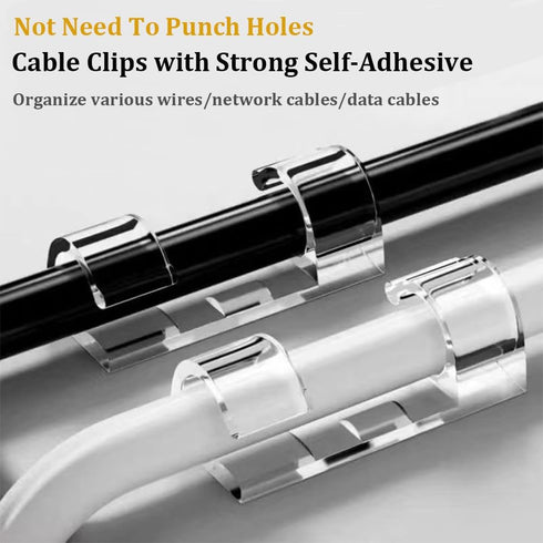 Adhesive Cable Clips Clear (40PCS, M), Strong Self-Adhesive Upgraded Wire Holders for Wall,Strong Cord Organizer Under Desk,TV,Car,PC,Christmas Li...