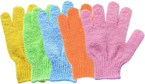 Exfoliating Gloves, 5 Pcs, Skin Exfoliator for Body, Shower Gloves, Scrub Gloves Exfoliating, Exfoliating Body Scrub Gloves, Loofah Glove, Exfolia...