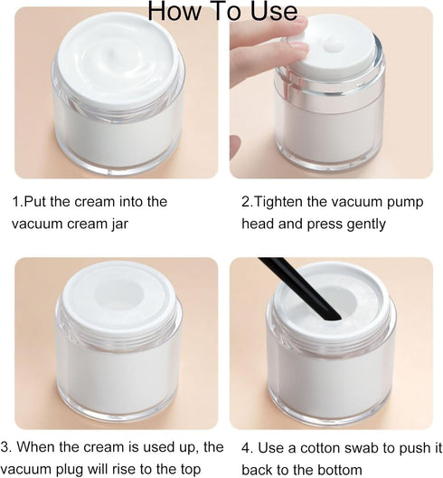 3Pcs Airless Pump Jars,Refillable Empty Airless Pump Jar Vacuum Push Down Moisturizer Pump Dispenser for Serums,Skincare Cream,Essence,Leak Proof ...