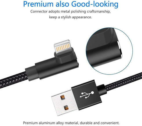 Hi-Mobiler Fast Charging Cable, 3ft Right Angle Cable,3 Pack Nylon Braided Fast Speed Data Sync Charging Cord Powerline Compatible with Phone 13/1...
