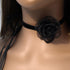 Black Choker Camellia Flower Lace-up Necklace For Women...