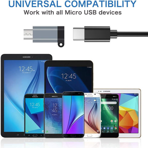 USB C to Micro USB Adapter, (4-Pack) Type C Female to Micro USB Male Convert Connector with Keychain Charge & Data Sync Compatible Samsung Galaxy ...