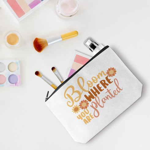 Mental Health Makeup Bag Positive Affirmations Motivational Gifts Self Love Bloom Cosmetic Travel Bag for Women Counselor Therapist Psychologist N...
