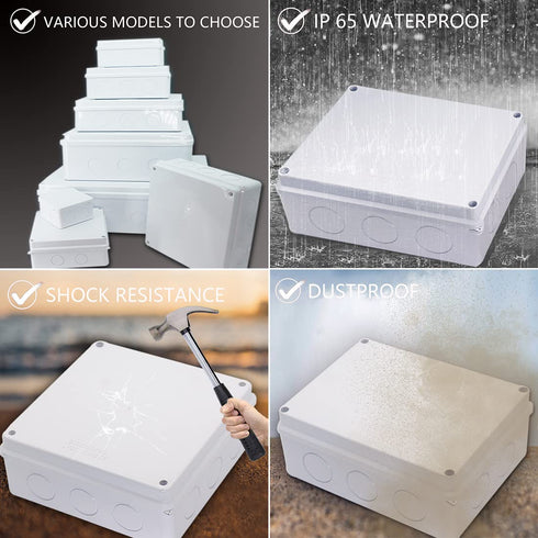 Junction Box, Zulkit Project Box with Reserved Holes IP65 Waterproof Dustproof Electrical Box ABS Plastic Project Enclosure White 5.9 x 5.9 x 2.8 ...