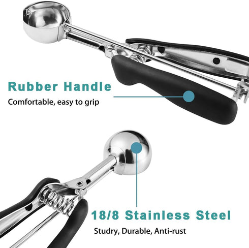 Cookie Scoop 1.5 Tbsp, Cookie Dough Scoop, Size #50/1.5 Tablespoons/ 23 ml, Cookie Scoop for Baking, Black, 18/8 Stainless Steel, Comfortable Grip...