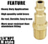 Air Hose Fittings 1/4 inch NPT Male Thread Air Plug, Air Compressor Quick Connect Fittings Durable Solid Brass 300Psi (Industrial Type D, 2 Piece)...