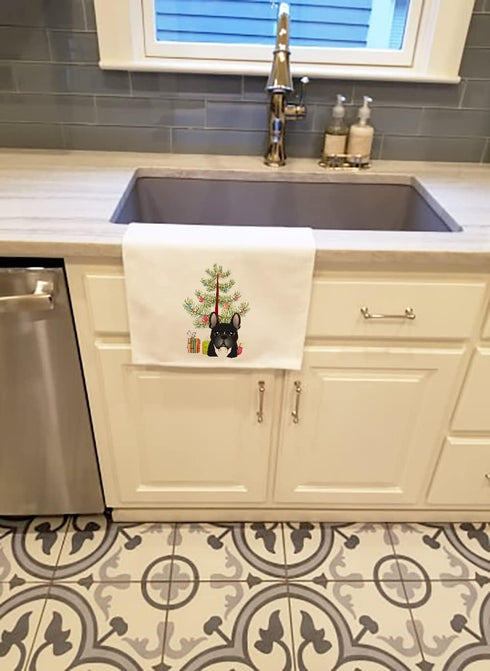 Caroline's Treasures BB1599WTKT Christmas Tree and French Bulldog White Kitchen Towel Set of 2 Dish Towels Decorative Bathroom Hand Towel for Hand...