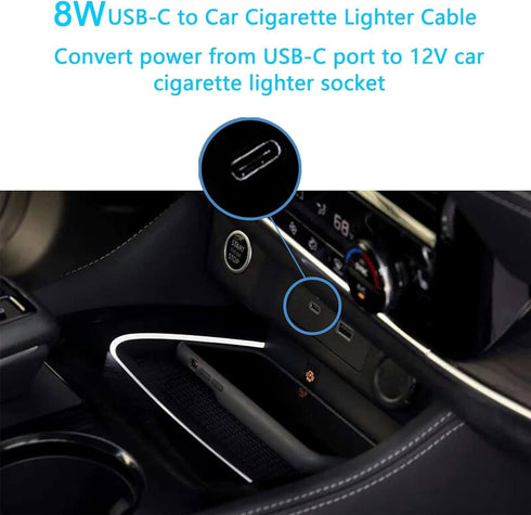 CERRXIAN 1ft USB C Male to 12V 8W Cigarette Lighter Socket Adapter Power Cable for Dash Cam, GPS, Car Led Light Strips...