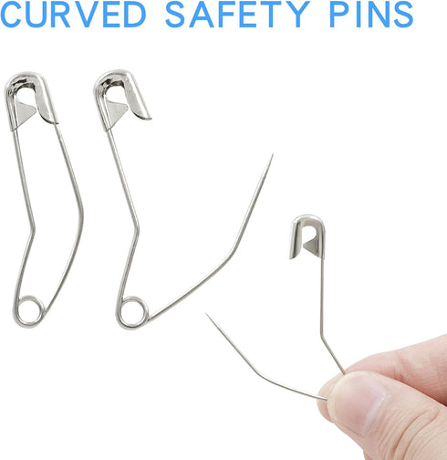 120Pcs 2 Inch Curved Safety Pins, Quilting Basting Pins Versatile and Sturdy Nickel-Plated Steel Pins for Precise Quilting...