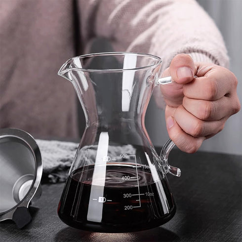 Pour Over Coffee Maker - Elegant Drip Coffee Maker with Reusable Stainless Steel Filter/Dripper, Lead-Free Borosilicate Glass Coffee Carafe for 1-...