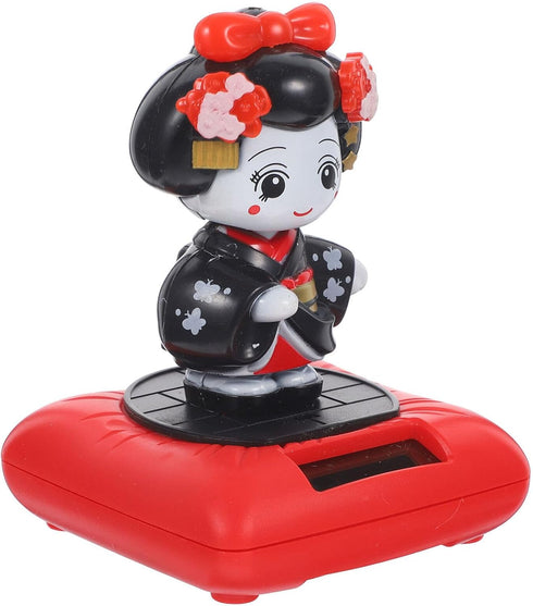 Kimono Solar Dancers Kimono Girl Sculpture Dashboard Dancing Solar Powered Car Japanese Kimono Doll Geisha Figurine Ornament Car Interior Decor Pu...