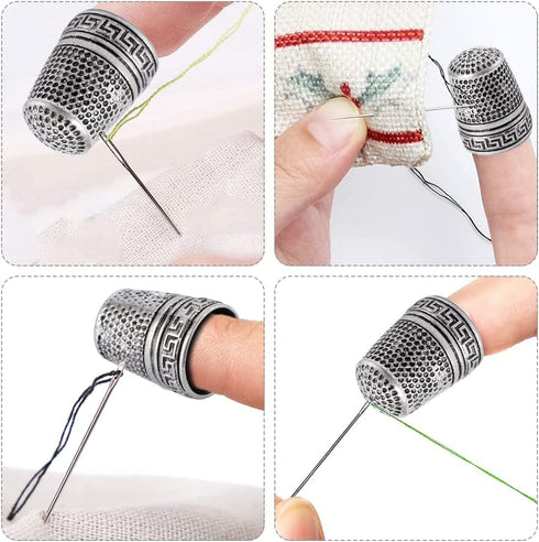 Mtsooning Antique Sewing Thimble, Metal Fingertip Protector, Finger Shield Ring for Quilting Craft Accessories DIY Sewing Tools...