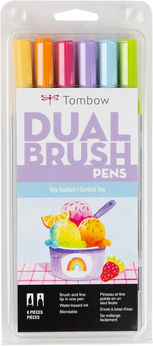 Tombow Dual Brush Pen Set, Yay Sorbet 6...