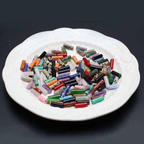 40 Pcs Healing Loose Beads Cylinder Shape Natural Necklace Stone Pendants Crystal Charms for Jewelry Making DIY Craft...