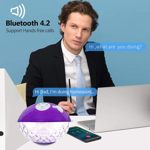 Floating Pool Speakers with Colorful Lights, Bluetooth Wireless Pool Speaker Floatable IP68 Waterproof, Built-in Mic, Crystal Clear Sound Pool Spe...