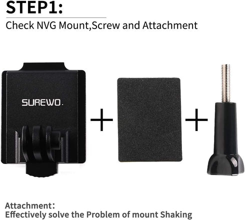 Aluminum NVG Helmet Mount Compatible with GoPro Hero 12 Black, Hero 11/10/9/8/7/(2018) Black, Insta360, AKASO, DJI Osmo Action 4/3 and Most Action...
