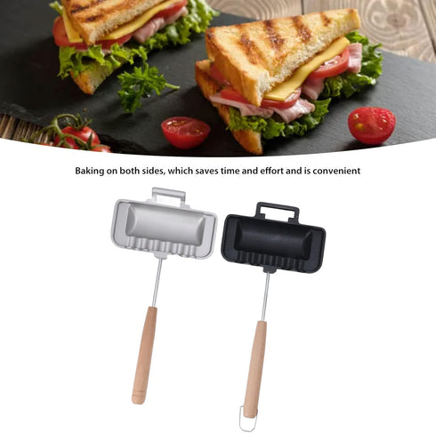 Sandwich Maker Breakfast Hot Sandwich Maker, Double Sided Skillet Sandwich Baking Pan 11.8x5.5in Frying Pan Grilled Cheese Maker Sturdy Aluminum A...