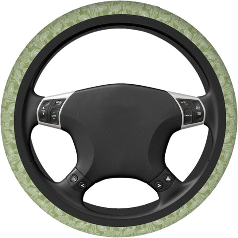 Steering Wheel Cover, Mushrooms Olive Green, Universal 15 Inches Car...