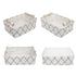 Decorative Collapsible Rectangular Fabric Storage Bin Organizer Basket with Wooden Handles for Clothes Storage,12.6x8.7x4.7 inch,White...