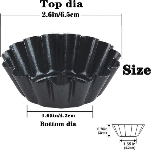 Egg Tart Molds 12PCS Tart Pan 2.6inch, Mini Carbon Steel Non Stick Tart Pans, Tart Molds For Baking (2.6 inch)...