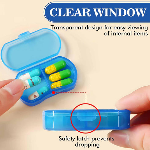 2PCS Pill Case for Purse Small 4PCS Pill Organizer Portable Travel Daily Pill Containers AM & PM Mini Pill Box Vitamin, Fish Oil, Supplement Holde...