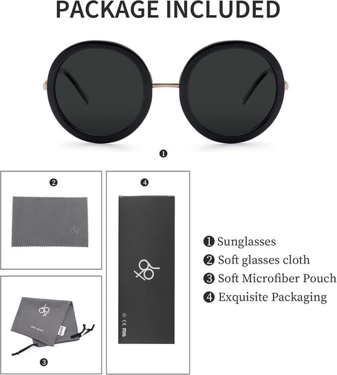 JOOX Round Sunglasses for Women, Classic Vintage Retro Sun Glasses, 100% UV Protection...