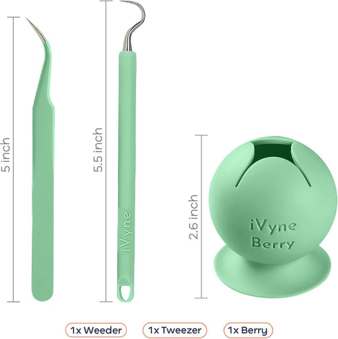 iVyne Berry and Silicone Weeding Tools - Suction Weeder, Craft Tweezer, Scrap Collector Holder, Vinyl Weeding Tool Kit for Cricut, Silhouette Acce...