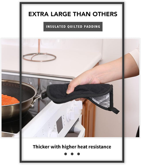 Joyhalo 4 Pack Pot Holders - Heat Resistant Oven Hot Pads, Terry Cloth, Black...