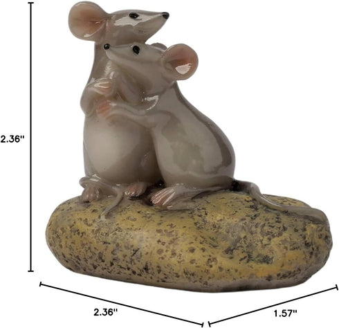 Adorable Sitting Parent-Child Mouse Statue, Hand-Made & Painted Miniature Rodent Figurine, Collectible Mice Rat Animals for Your Home, Bookshelf, ...
