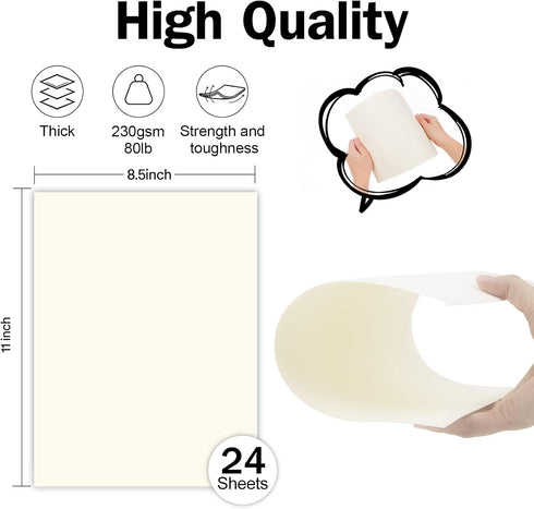 24 Sheets Cream Cardstock 8.5 x 11 Off White Paper, Goefun Ivory Card Stock Printer Paper for Cards Making, Office Printing, Paper Crafting...