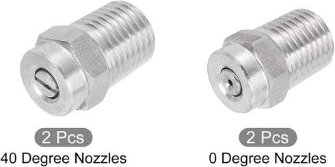 uxcell 304 Stainless Steel Pressure Washer Nozzle, 1/4NPT Thread Spray Tip, 0 Degree and 40 Degree, 1.2mm Orifice Diameter 1 Set...