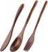 3Pcs Wooden Spoon Fork Knife Cutlery Set, Japanese Reusable Wooden Bamboo Cutlery Set...