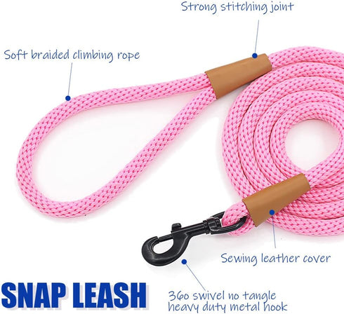 lynxking Dog Leash Rope Dog Training Leash 2FT 6FT Strong Heavy Duty Braided Training Lead Leashes for Small Medium Large Dogs...