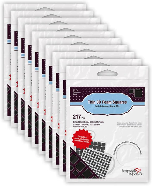 Scrapbook Adhesives by 3L, Black 3L Scrapbook Adhesive Permanent Thin Pre-Cut 3D Foam Squares, Mixed Variety, 217pk, Set of 10...