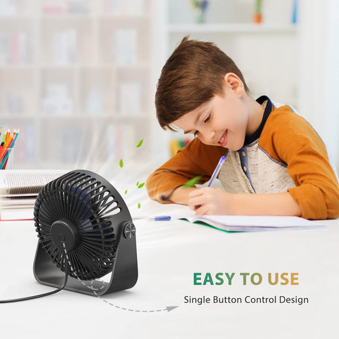 FARADAY USB Desk Fans 5 Inches Portable Table Fans 360° Head Rotation Small Personal Desktop Fan for Home Office, 3 Speeds, Black...