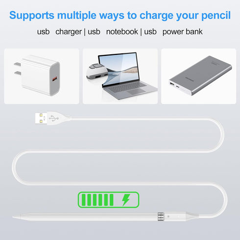 GUUGEI USB Cable for iPad Pencil 1st Adapter (2pcs 1m Charging only) USB Charger Cable Compatible for iPad Pen 1 Generation,USB Charge Connector f...