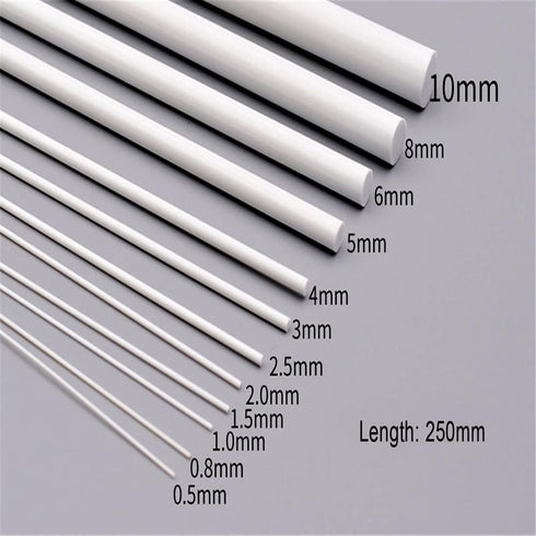 5PCS Diameter 6mm Length 250mm White ABS Styrene Plastic Round Bar Rods for DIY Toys Doll House, DIY Sand Table Model, DIY Scene Making, Building ...