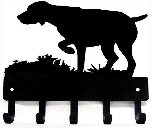 GSP on Point - German Shorthaired Pointer Key Holder for Wall - Small 6 inch Wide with 5 Hooks - Made in USA...